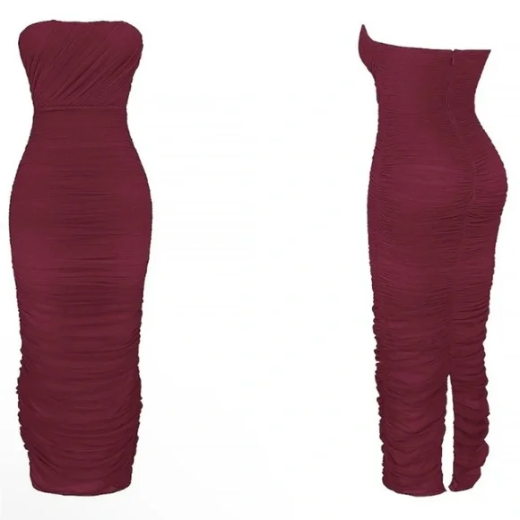 New! House of CB Sapphire Wine Gathered Maxi Dress Sz Medium $239 - Picture 5 of 8